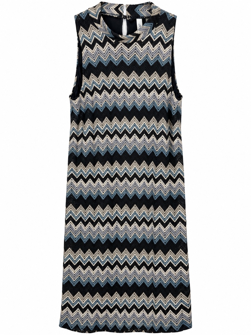 Tacera Women’s Large Chevron Lace Sleeveless Shift Dress Black Gray Blue